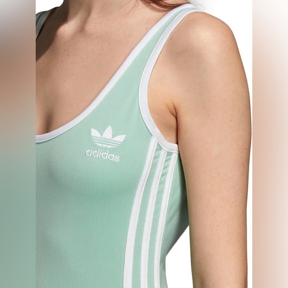 Adidas Blue Green three stripe bodysuit - Picture 7 of 7